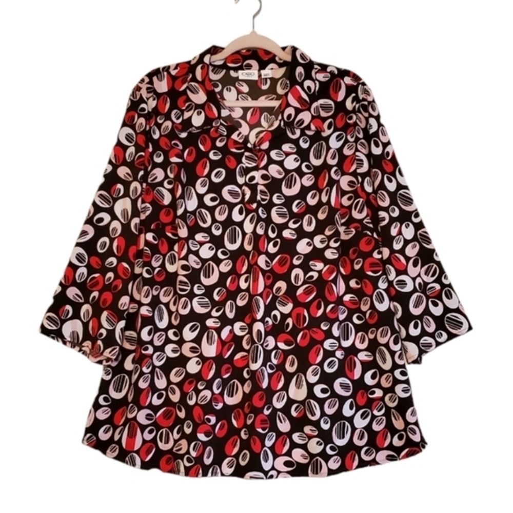 Cato Tunic Collar Pullover Brown Red Blouse Plus Size 18-20W Pre-owned Women